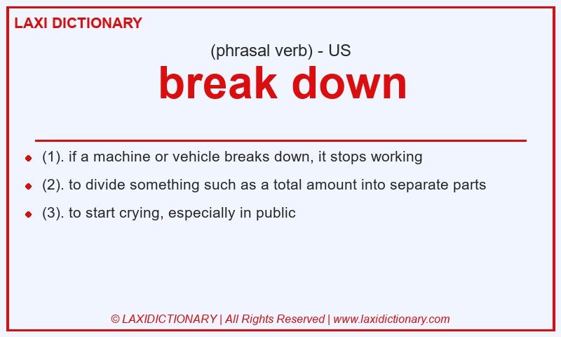 Definition break down in American English