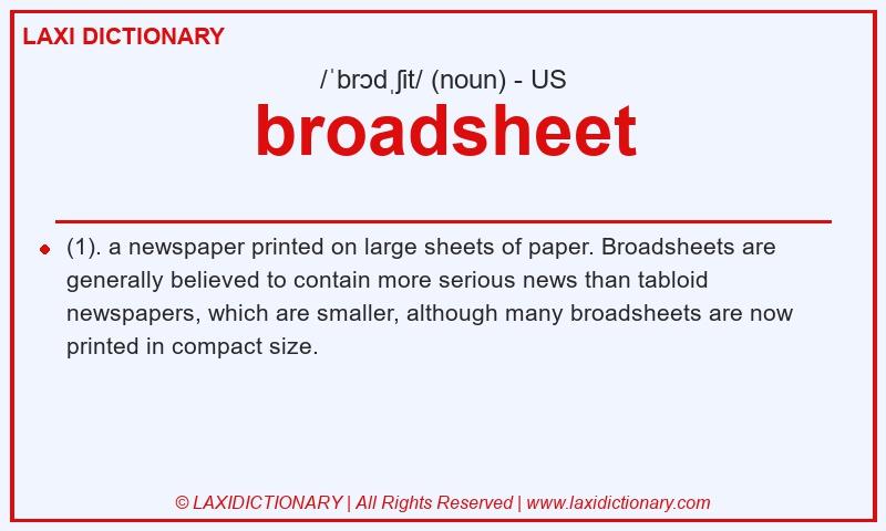 Definition broadsheet in American English
