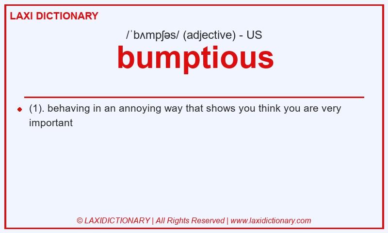 Definition bumptious in American English