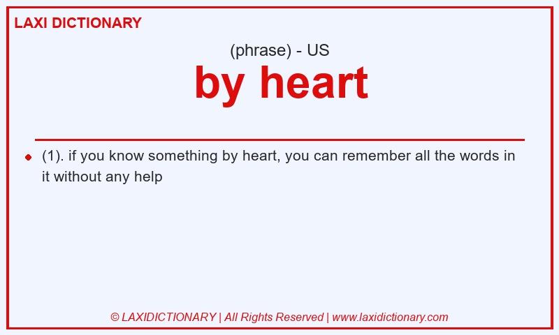 Definition by heart in American English