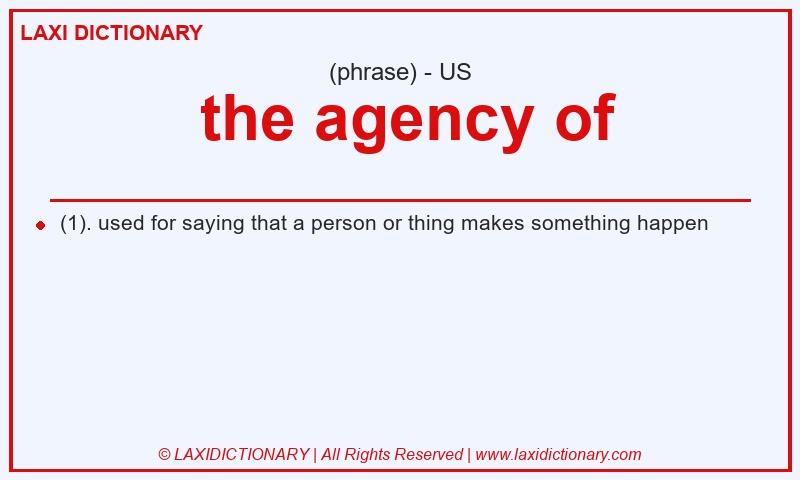Definition  the agency of in American English