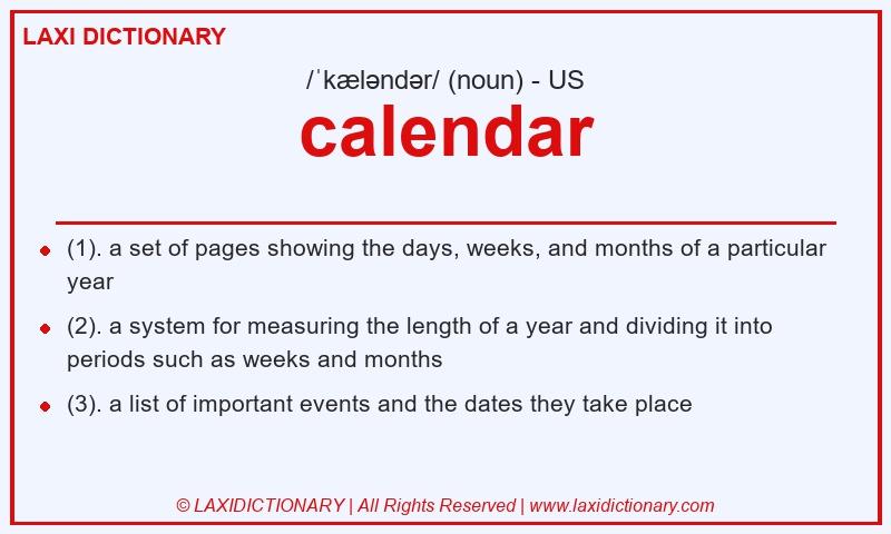Definition calendar in American English