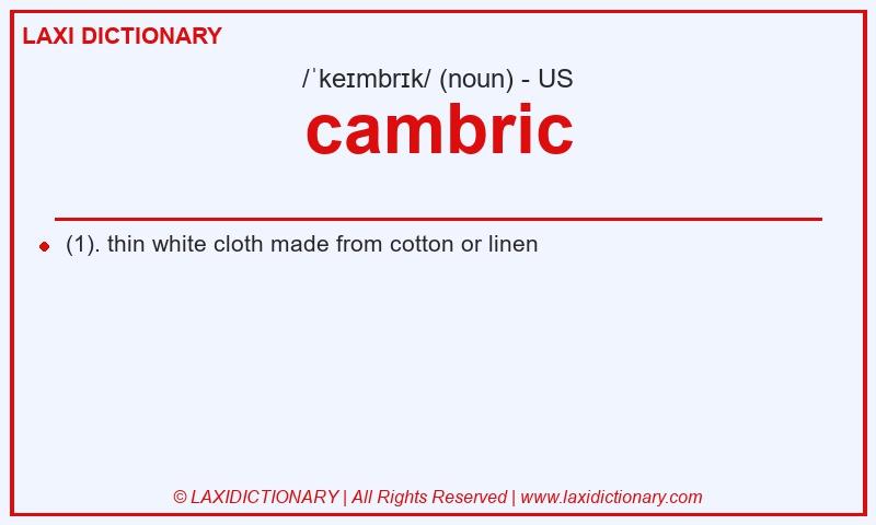 Definition cambric in American English