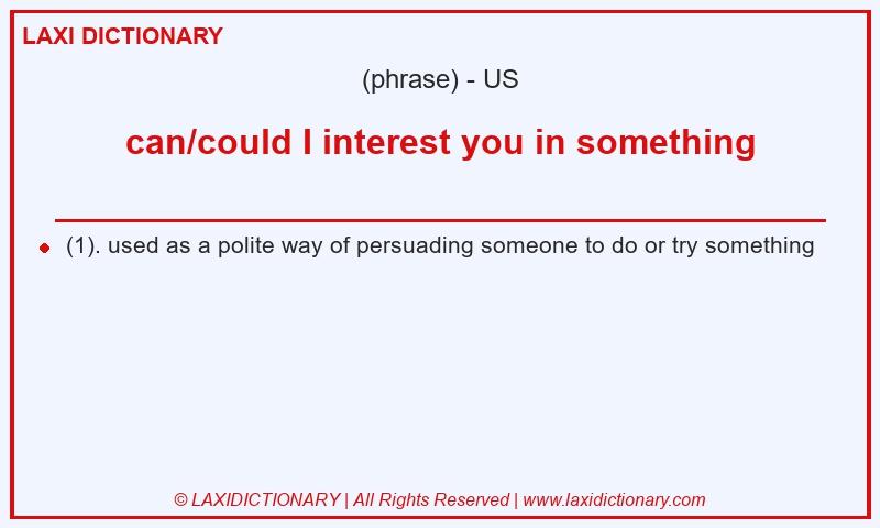 Definition can/could I interest you in something in American English