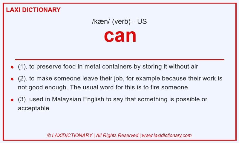 Definition can in American English