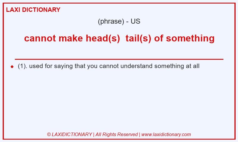 Definition cannot make head(s) tail(s) of something in American English