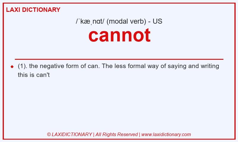 Definition cannot in American English