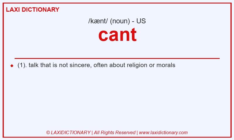 Definition cant in American English