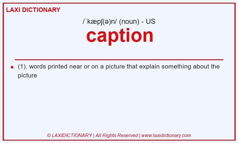 Definition caption in American English