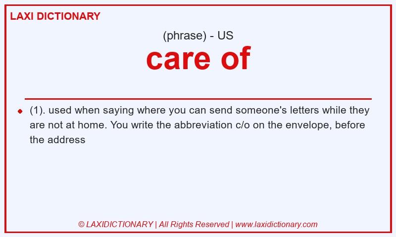 Definition care of in American English