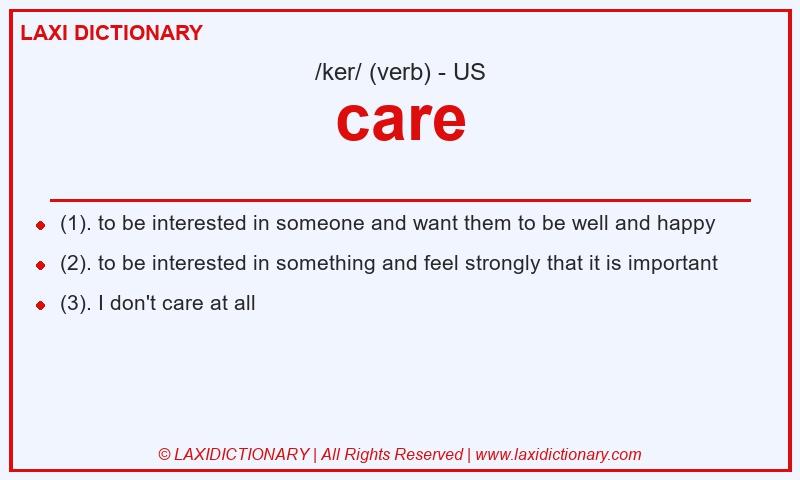 Definition care in American English