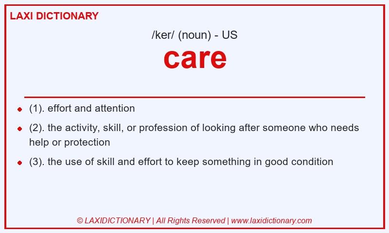 Definition care in American English