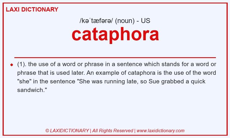 Definition cataphora in American English