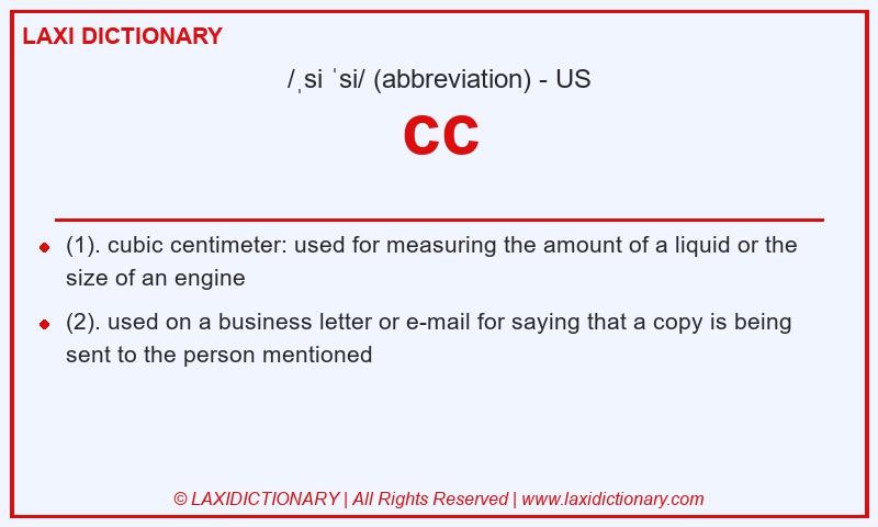 Definition cc in American English