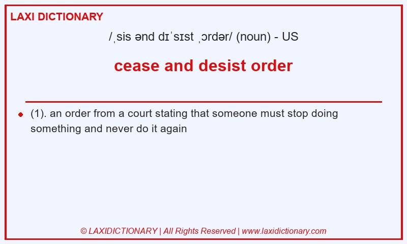 Definition cease and desist order in American English