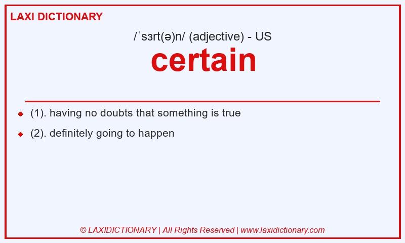 Definition certain in American English