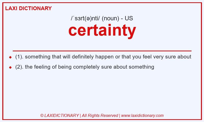 Definition certainty in American English