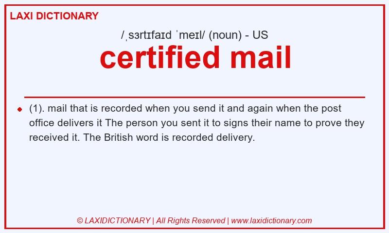 Definition certified mail in American English