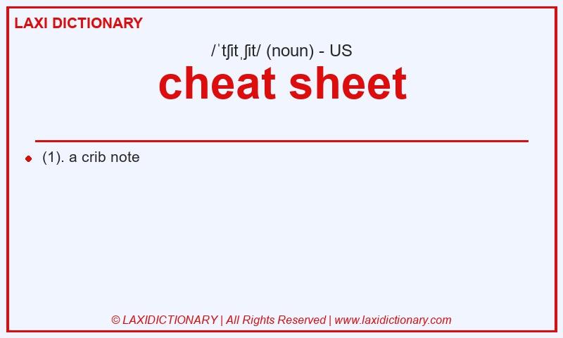 Definition cheat sheet in American English