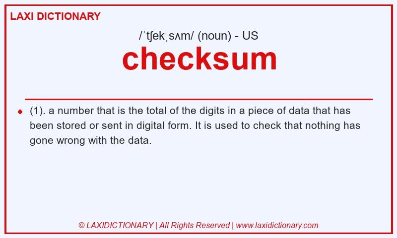 Definition checksum in American English