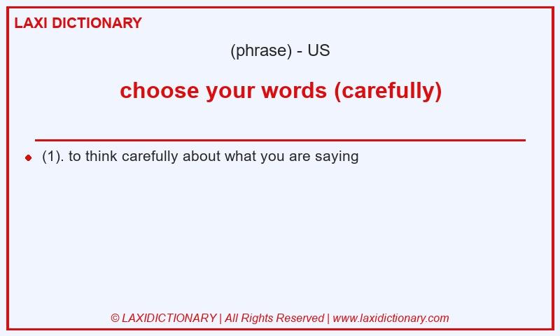 Definition choose your words (carefully) in American English