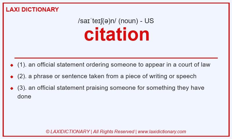 Definition citation in American English