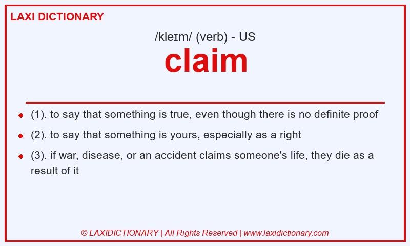 Definition claim in American English