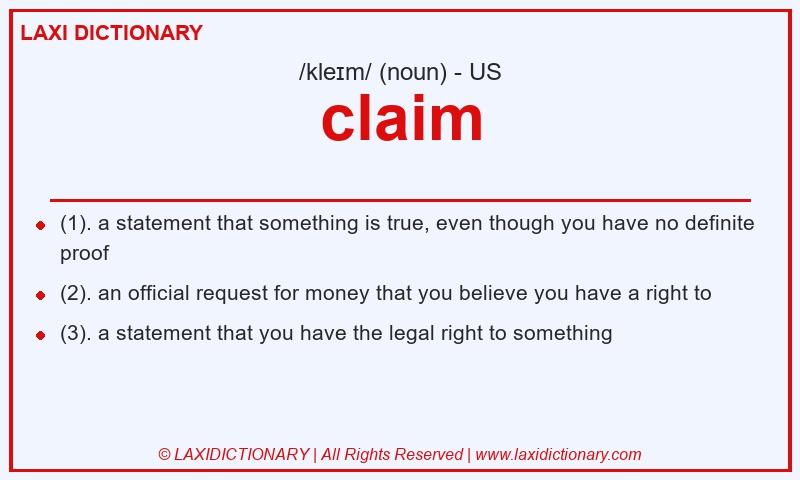 Definition claim in American English