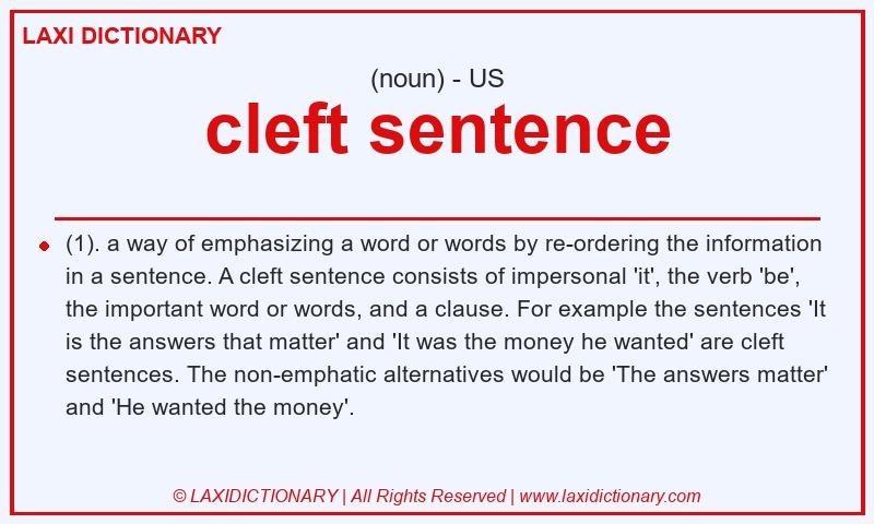 Definition cleft sentence in American English