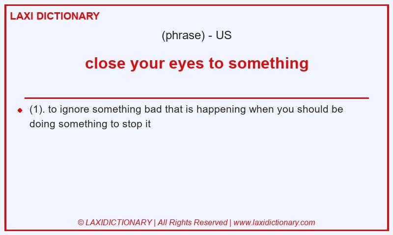 Definition close your eyes to something in American English