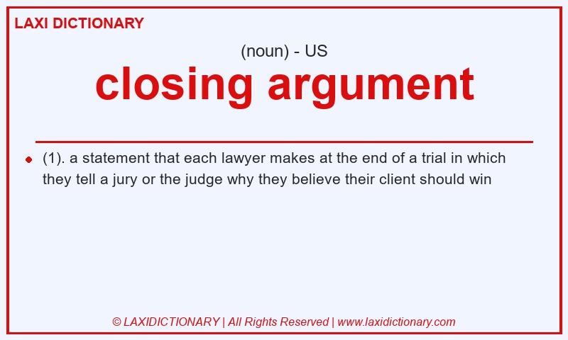 Definition closing argument in American English
