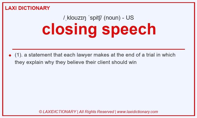 Definition closing speech in American English