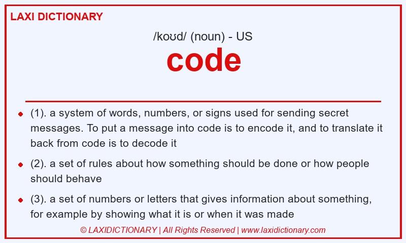 Definition code in American English