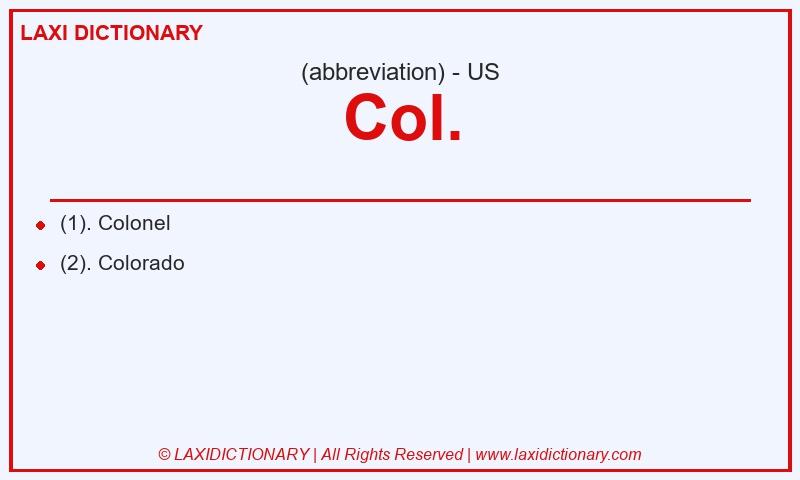 Definition Col. in American English
