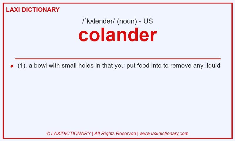 Definition colander in American English