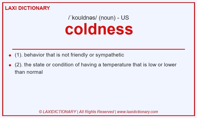 Definition coldness in American English