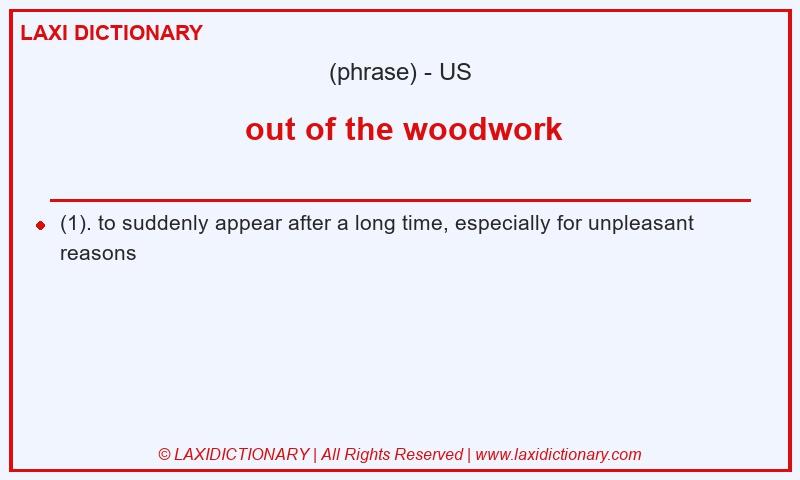 Definition out of the woodwork in American English