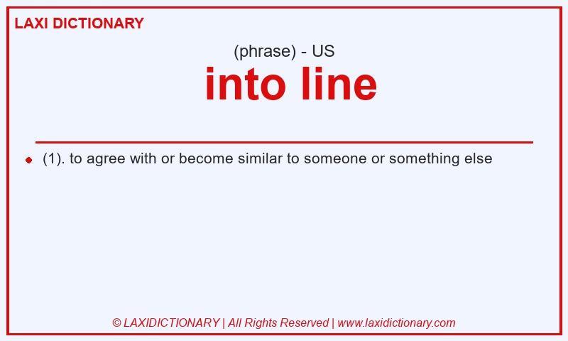 Definition  into line in American English
