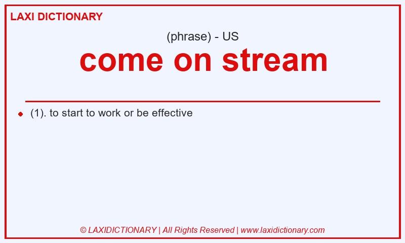 Definition come on stream in American English