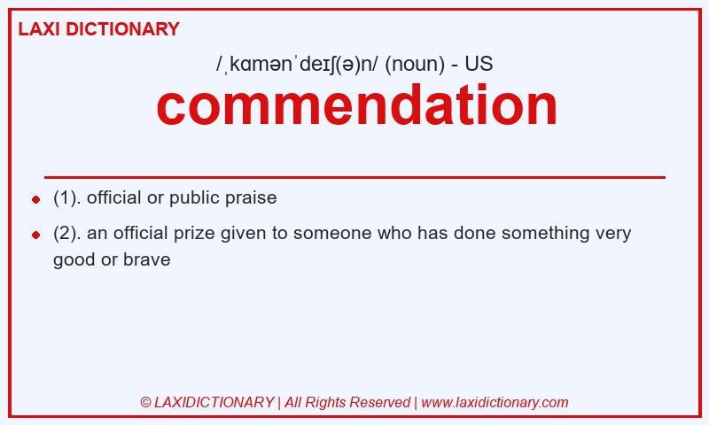 Definition commendation in American English