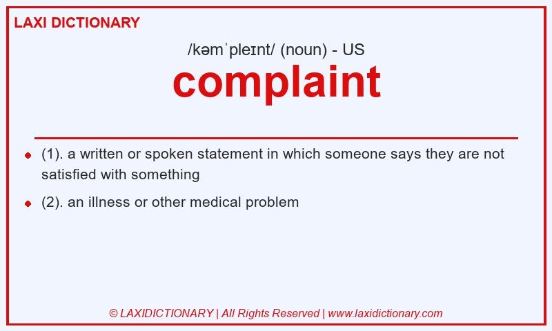 Definition complaint in American English