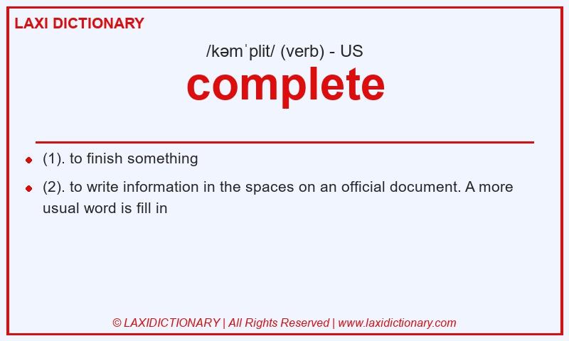 Definition complete in American English