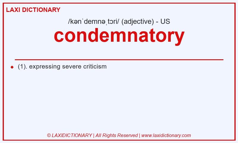 Definition condemnatory in American English