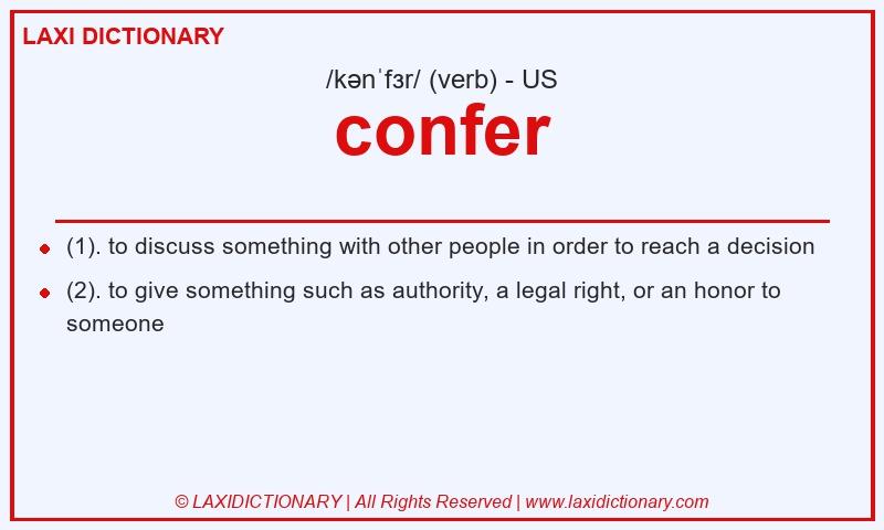 Definition confer in American English