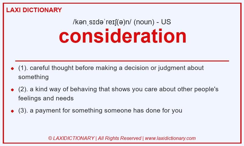 Definition consideration in American English