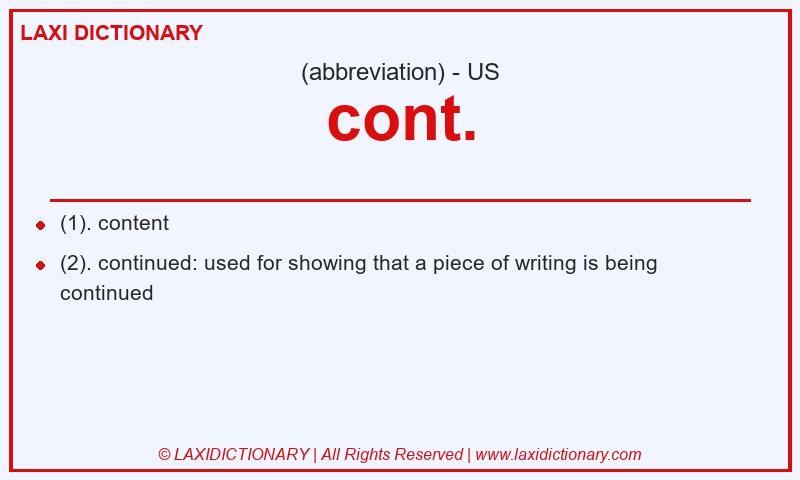 Definition cont. in American English
