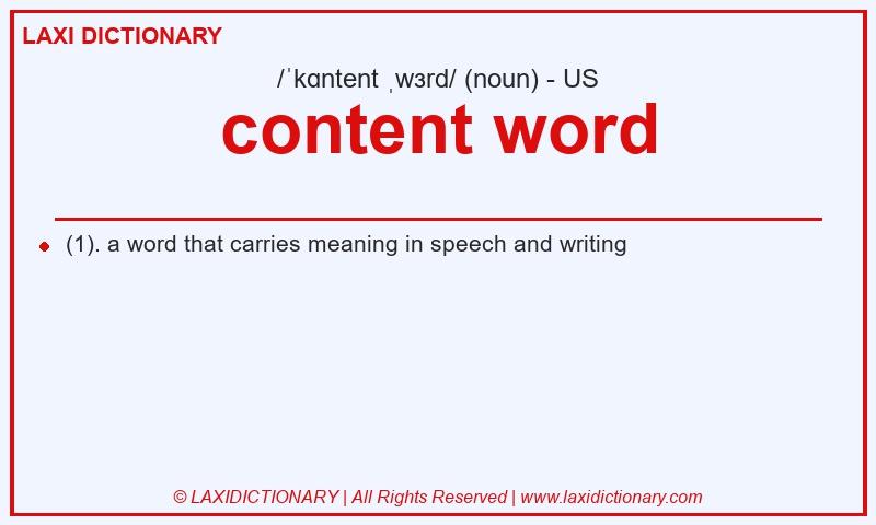Definition content word in American English