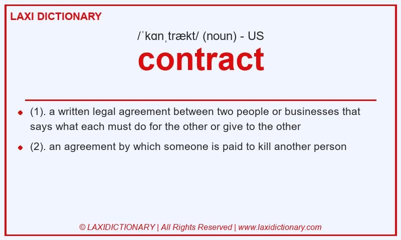 Definition contract in American English
