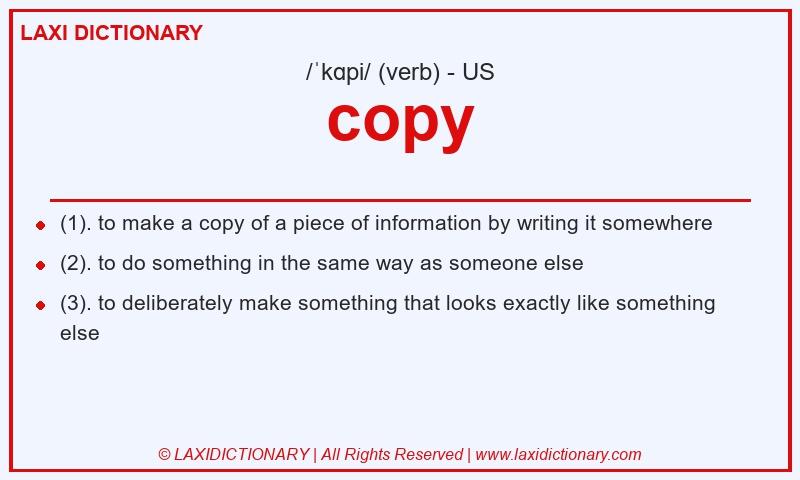 Definition copy in American English