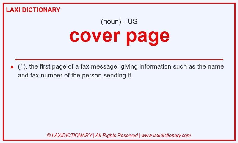 Definition cover page in American English